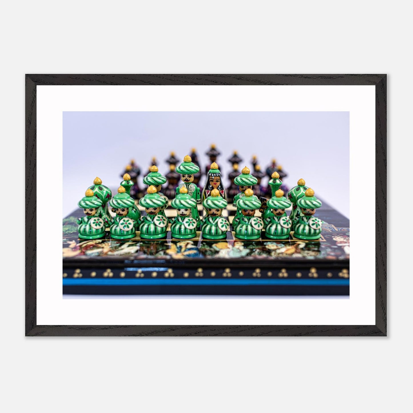 Uzbekistan Chess Set canvas – size comparison showing available print sizes