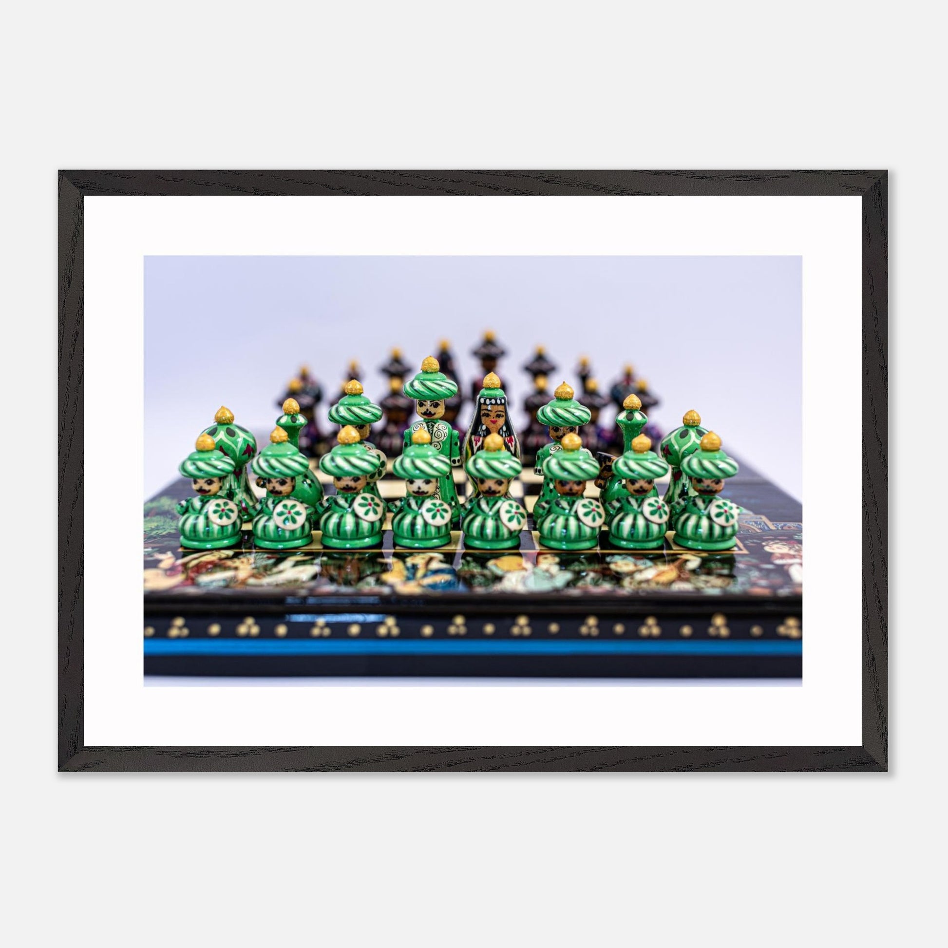 Uzbekistan Chess Set canvas – size comparison showing available print sizes