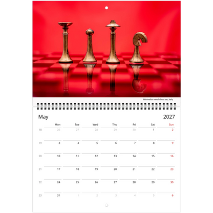 Chess Wall Calendar – open calendar view with chess piece detail
