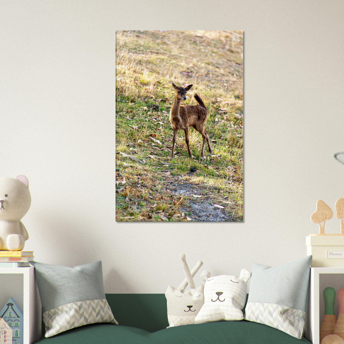 	
Deer Wildlife Animals Art Nursery Photography Wall Decor Kids Room Poster Playroom Artwork Stag Stretched Canvas 153