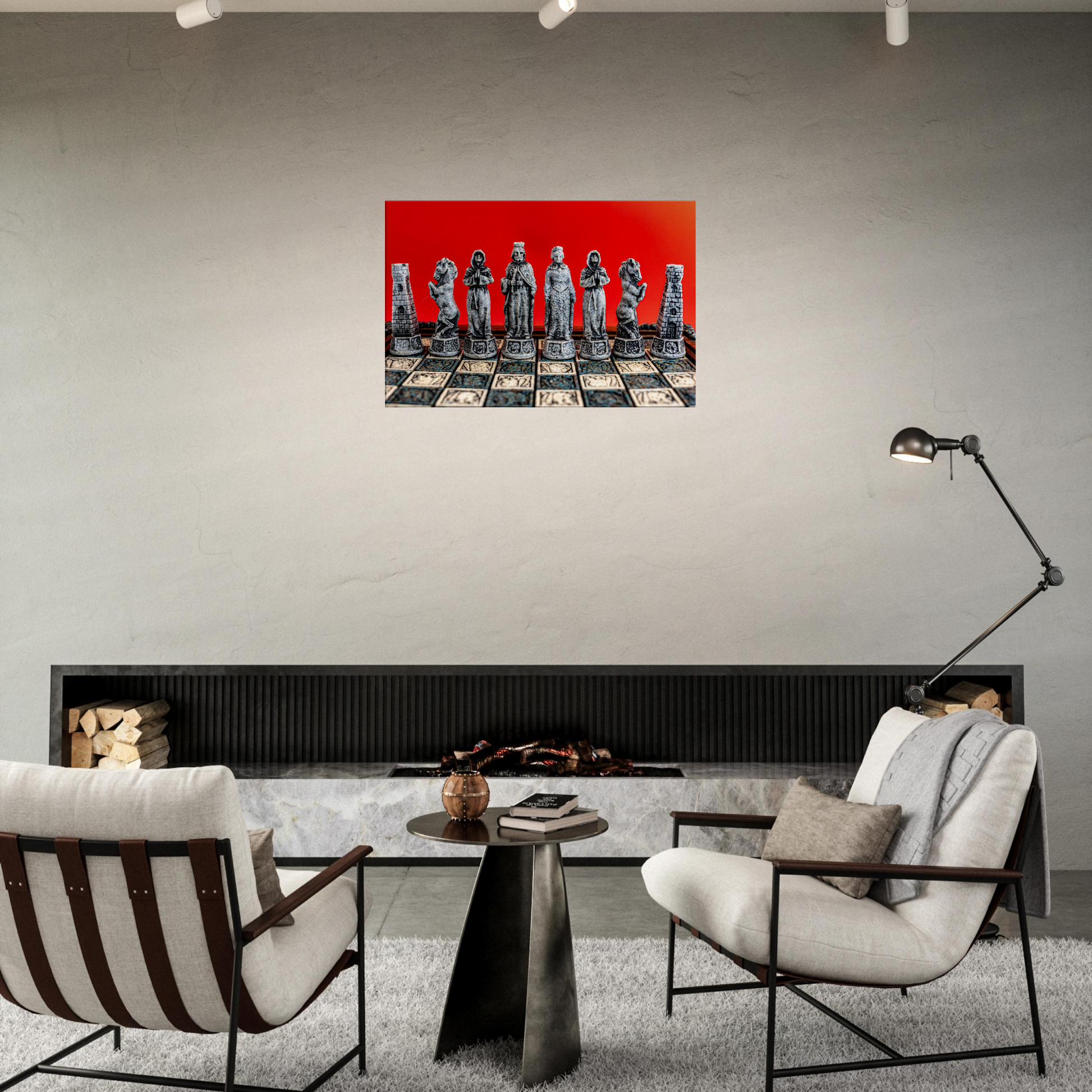 Spanish Conquistadors Chess Set Canvas by Istvan Maar Photography - fire place