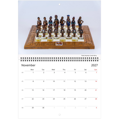 Chess Wall Calendar – monthly spread with chess board photography