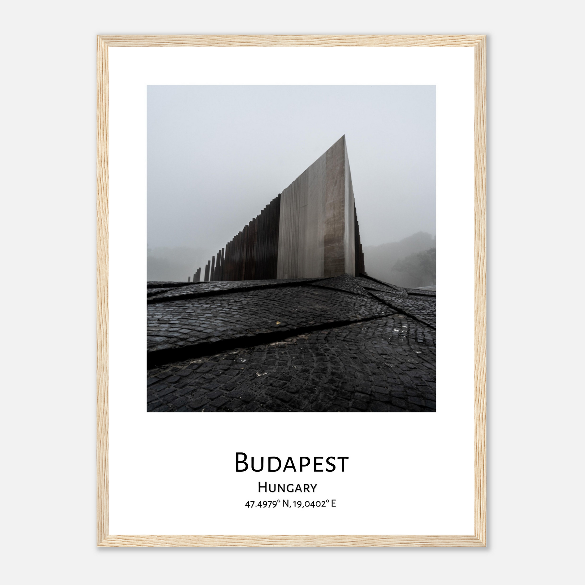 Personalised framed Budapest poster by Istvan Maar Photography - Central Memorial Uprising 1952 - wood frame - dining