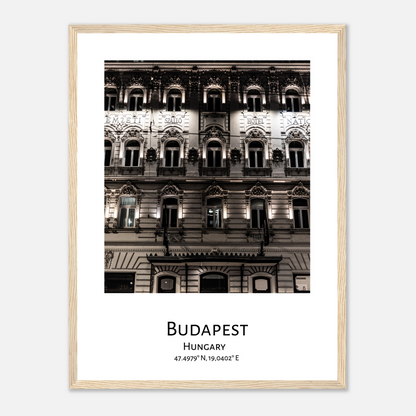 Personalized framed Budapest travel poster - Hotel National in Budapest - wood frame - close-up