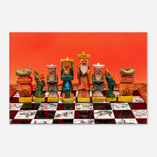 Hand Painted Chess Set Canvas by Istvan Maar Photography - close-up