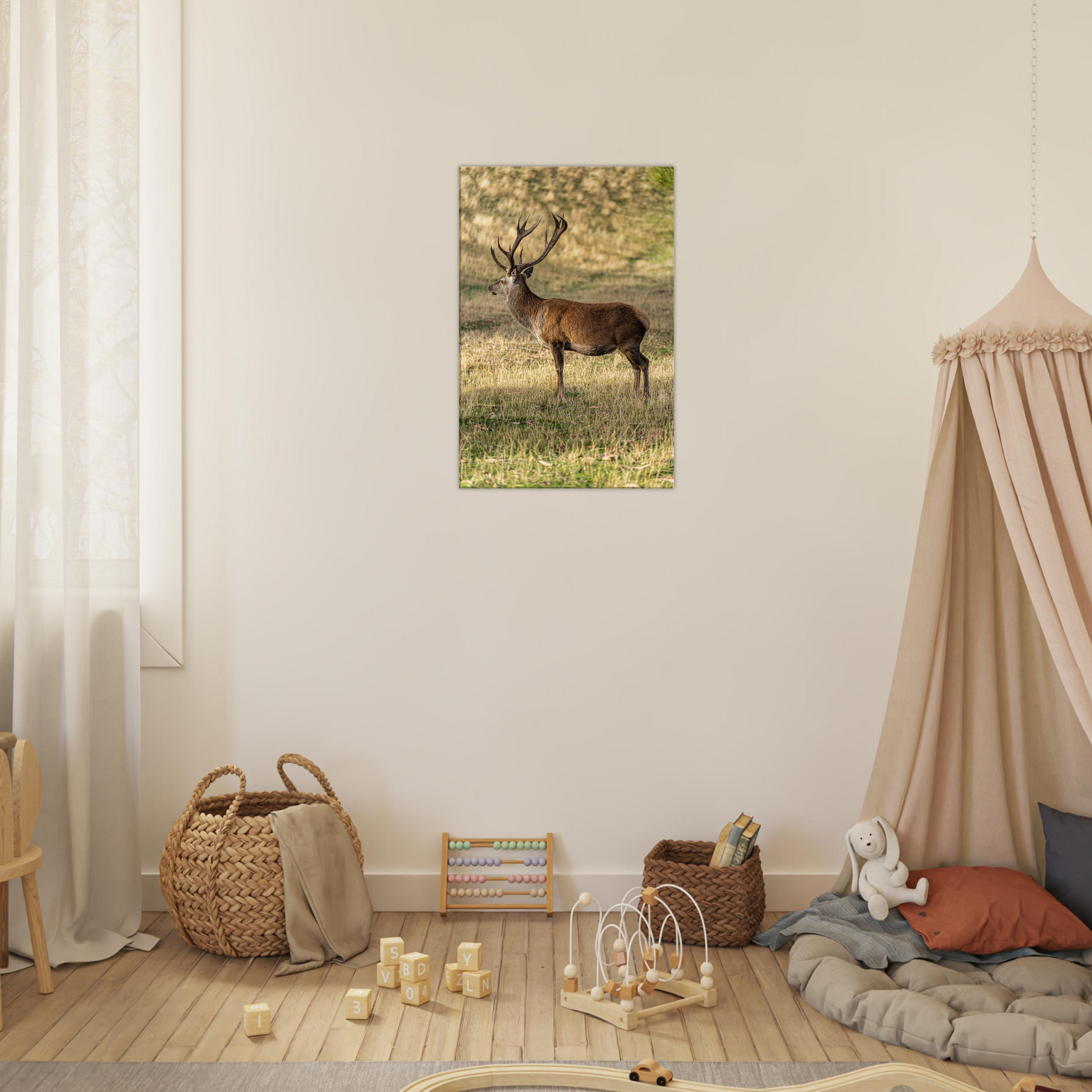 	
Deer Wildlife Animals Art Nursery Photography Wall Decor Kids Room Poster Playroom Artwork Stag Stretched Canvas 060