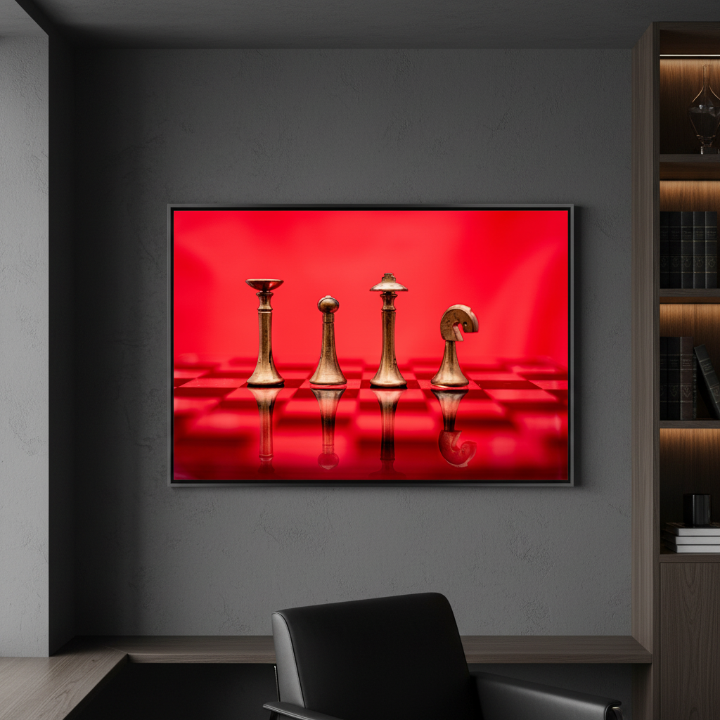 Chess Pieces Canvas Wall Mockup