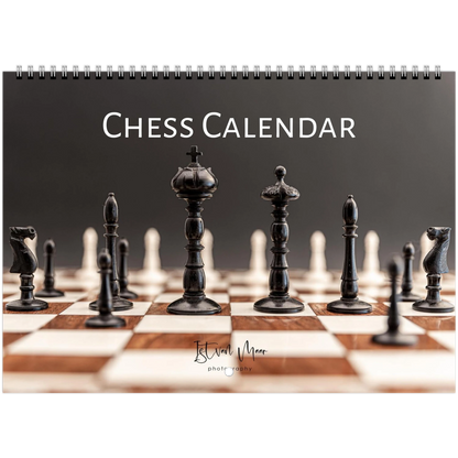 Chess wall calendar by Istvan Maar Photography, featuring chess boards and sets from different cultures.  