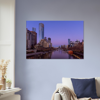 Melbourne Cityscape Pink Poster Canvas by Istvan Maar Photography - living room