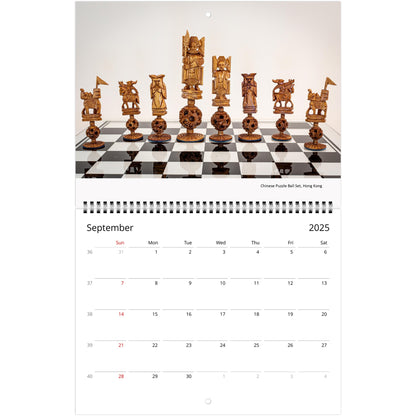 2025 Chess Wall Calendar by Istvan Maar Photography featuring intricate chess sets.