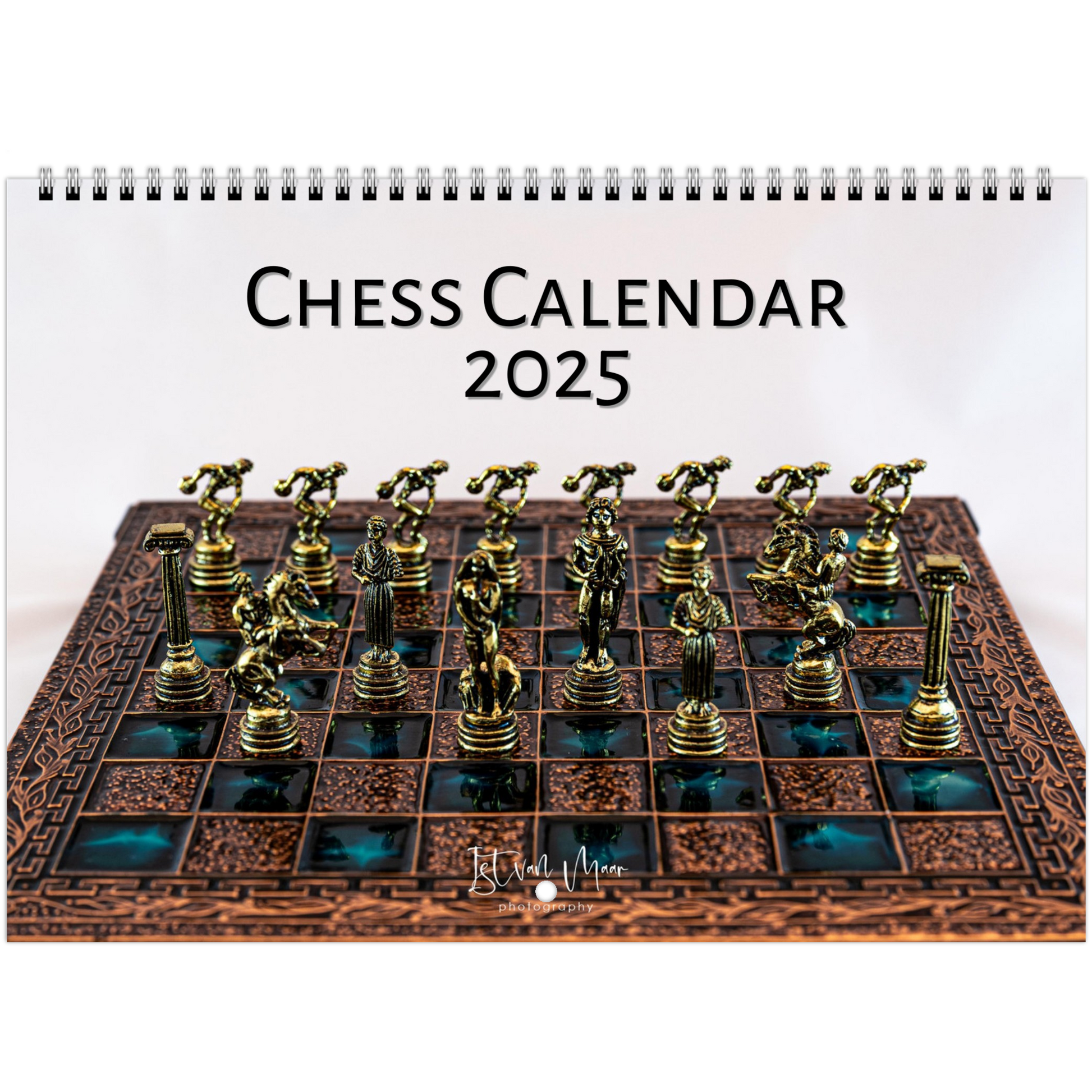 Chess wall calendar by Istvan Maar Photography starts by Saturday in English