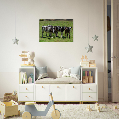 Calves Domestic Animal Canvas Wall Art Photography, Nursery Print, Nursery Animal Wall Decor, Kids Room, Prints, Stretched canvas by Istvan Maar Photography mockup 06