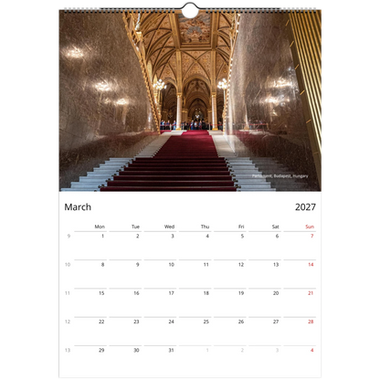 2027 Stairways Wall Calendar - photography detail of ornate stairways