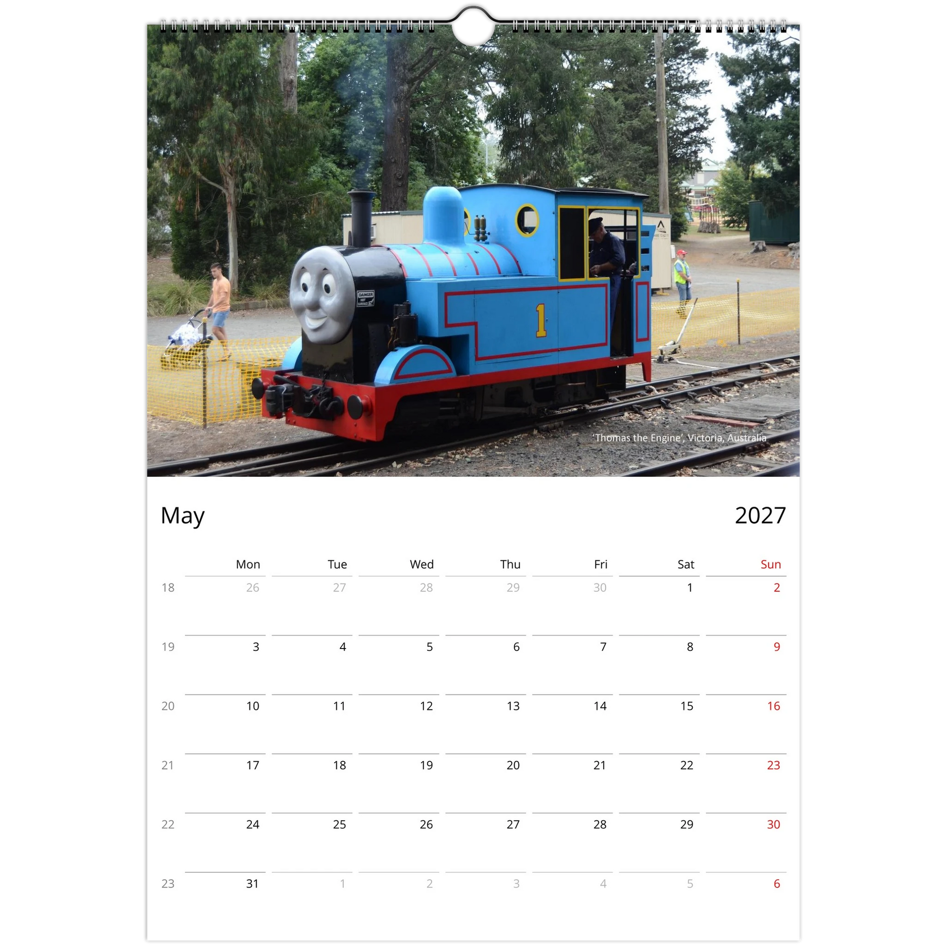 2027 Train Wall Calendar – photography detail of classic trains