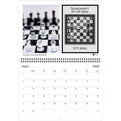 2025 Chess Wall Calendar by Istvan Maar Photography featuring stunning global chess set images and challenging puzzles.