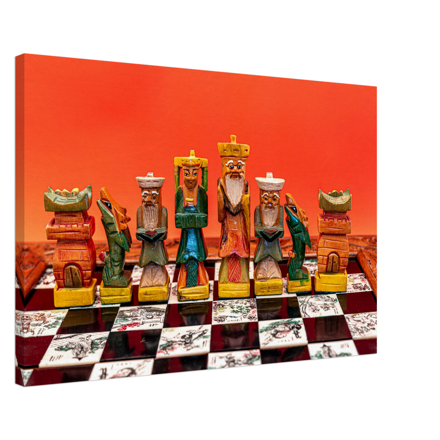 Hand Painted Chess Set Canvas by Istvan Maar Photography - by side