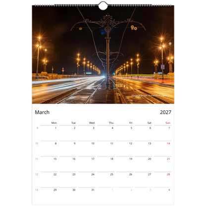 2027 Bridges Wall Calendar – monthly spread with iconic bridge photography