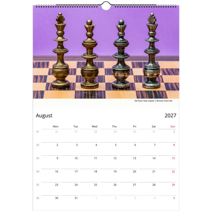 2027 Vivid Chess Wall Calendar – monthly spread with vivid chess photography