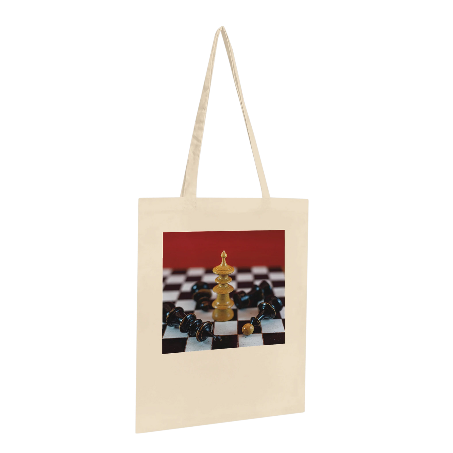 Vienna Chess Set Tote Bag Black Premium – chess queen victory art on premium black canvas tote