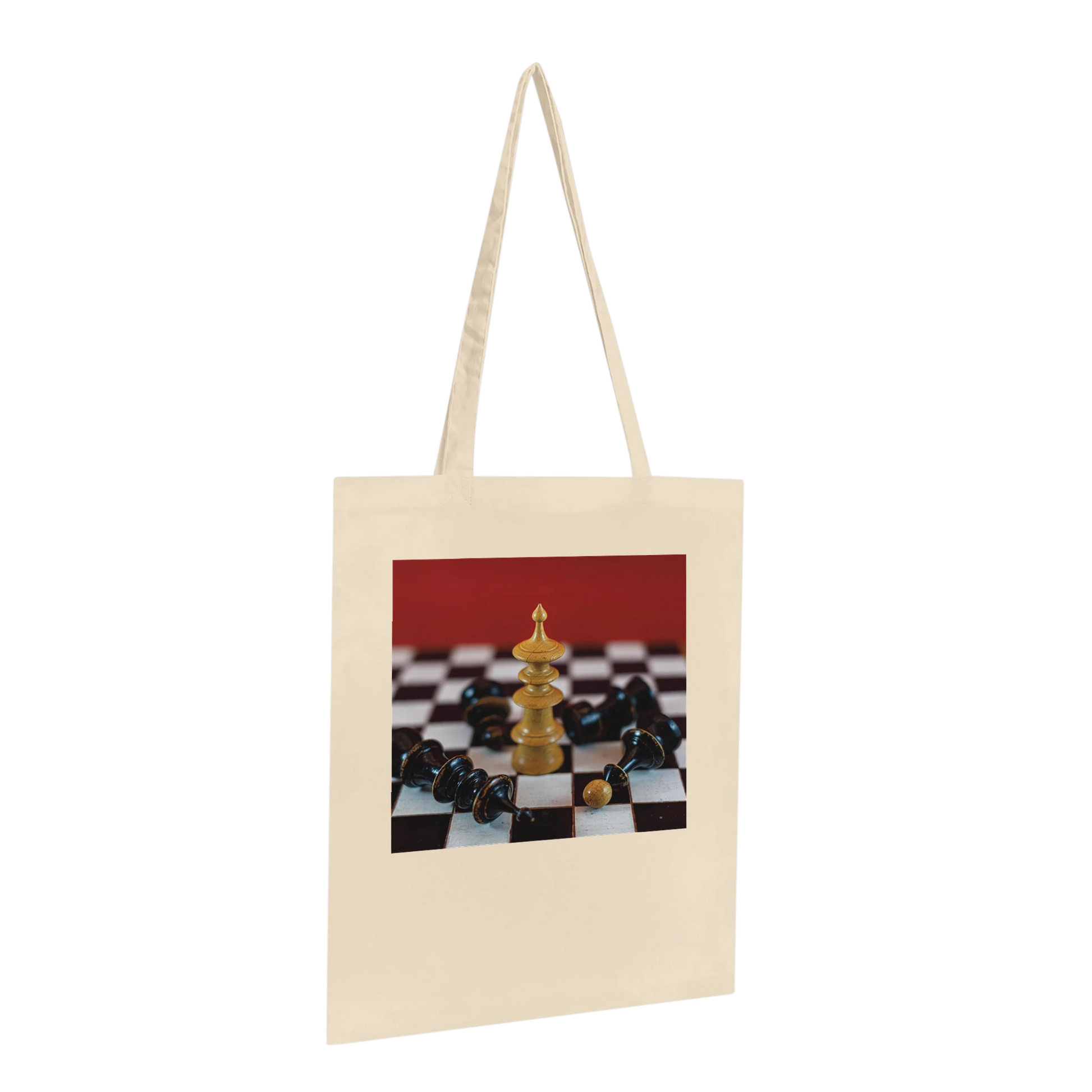 Vienna Chess Set Tote Bag Black Premium – chess queen victory art on premium black canvas tote