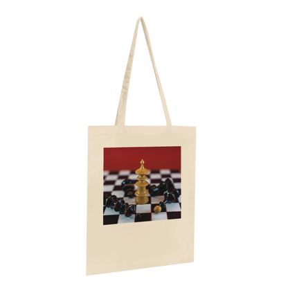 Vienna Chess Set Tote Bag Black Premium – chess queen victory art on premium black canvas tote