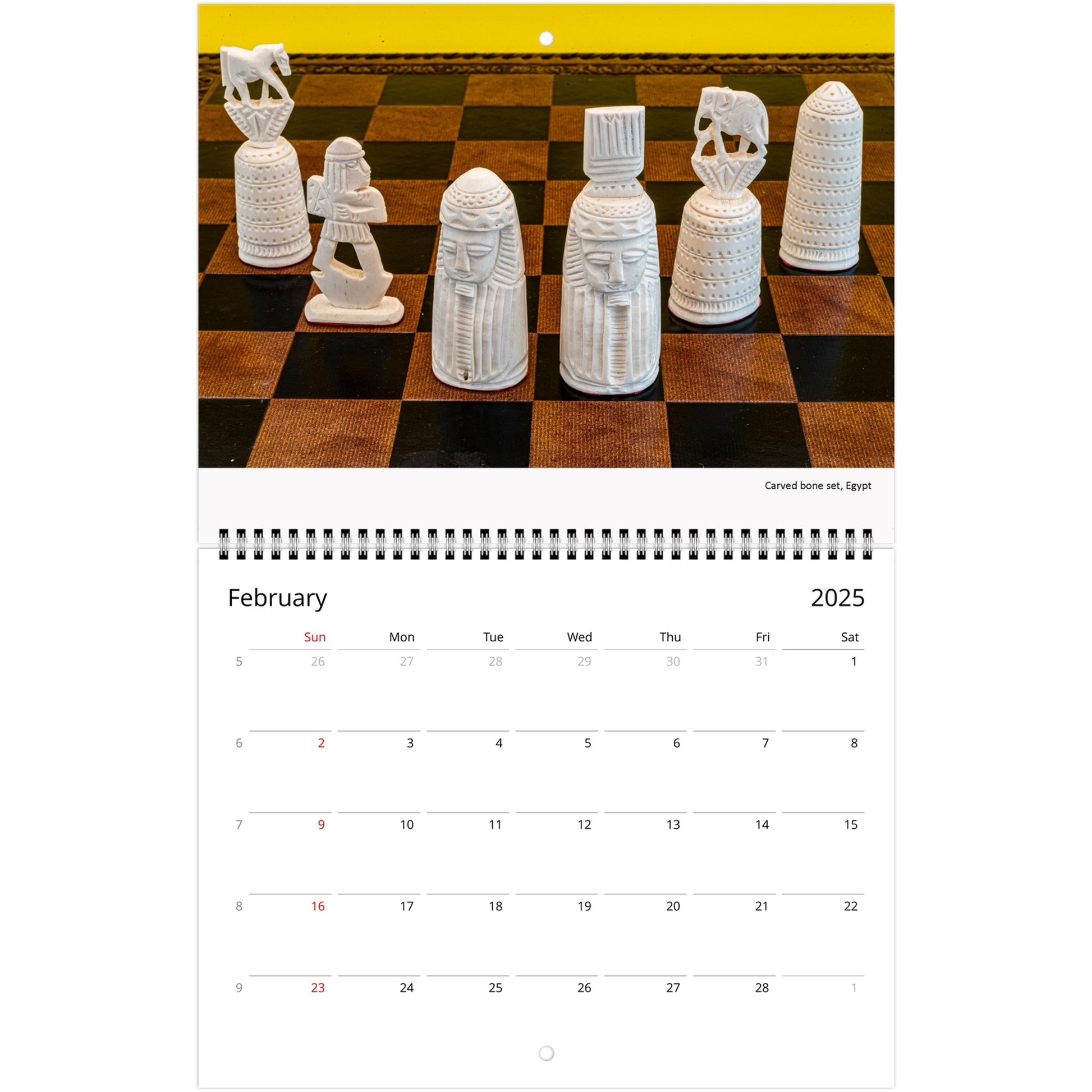 2025 Chess Wall Calendar by Istvan Maar Photography featuring intricate chess sets.