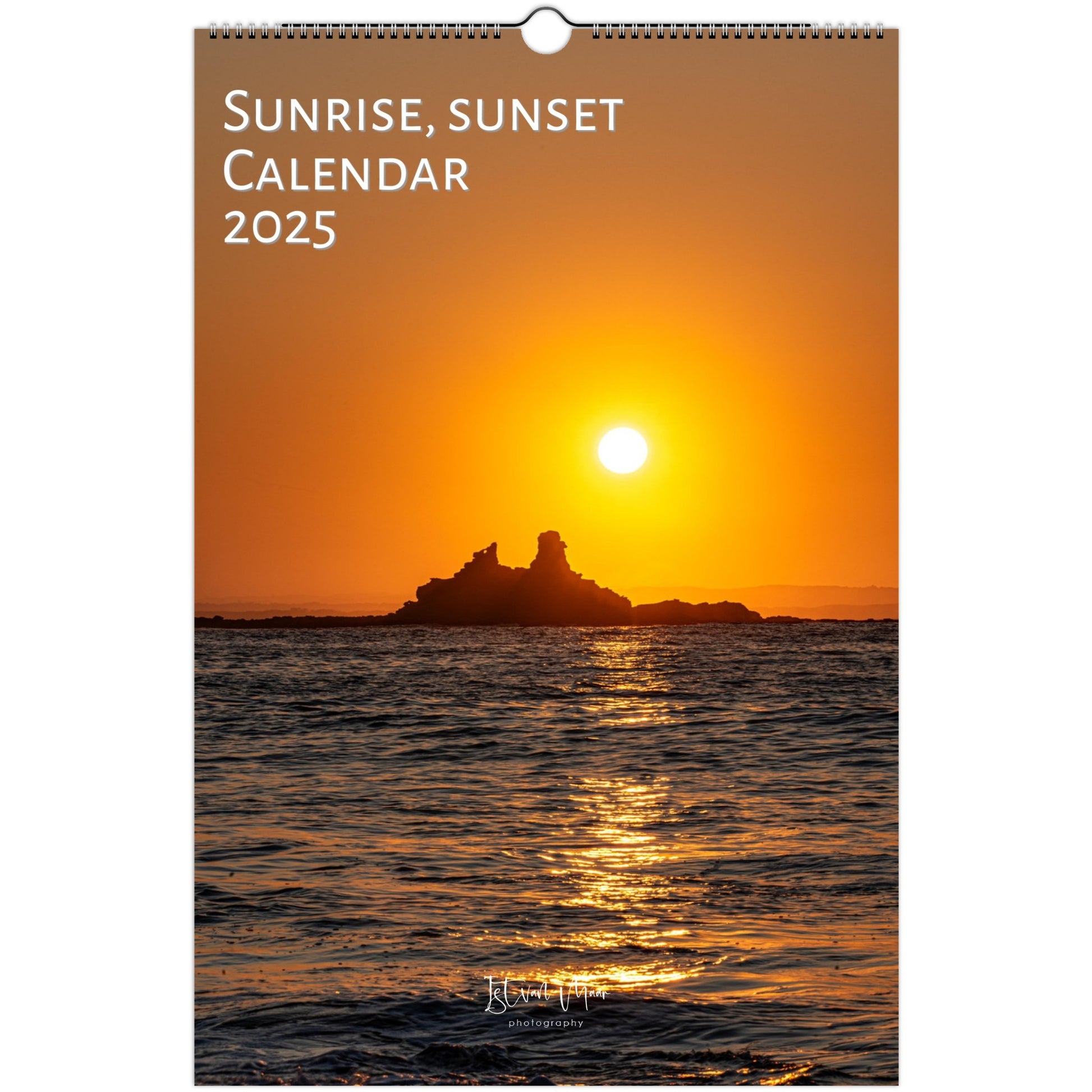 Cover page of Sunrise and sunset monthly wall calendar by Istvan Maar Photography in English Week starts on Sunday