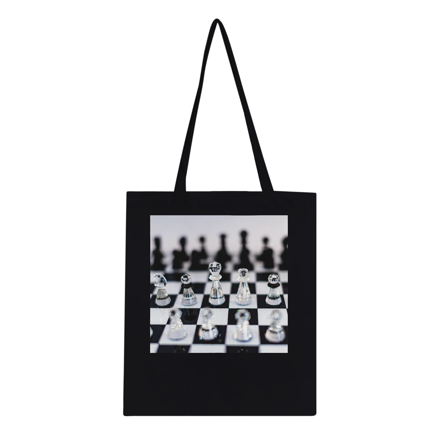 Think Sharp crystal chess tote bag — Classic Black