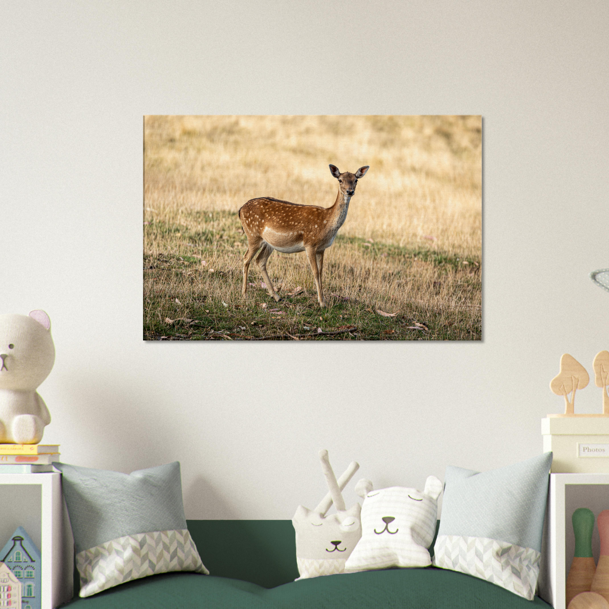 	
Deer Wildlife Animals Art Nursery Photography Wall Decor Kids Room Poster Playroom Artwork Stag Stretched Canvas 191