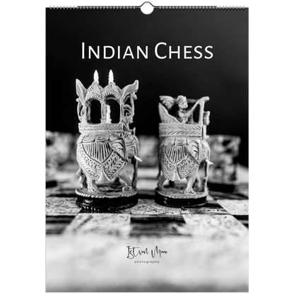 2027 Indian Chess Wall Calendar – front cover featuring Indian chess set photography by Istvan Maar