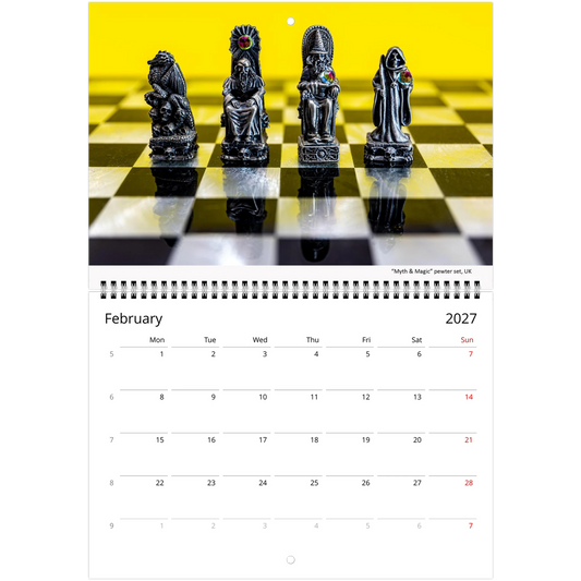 Chess Wall Calendar – photography detail of chess sets from around the world