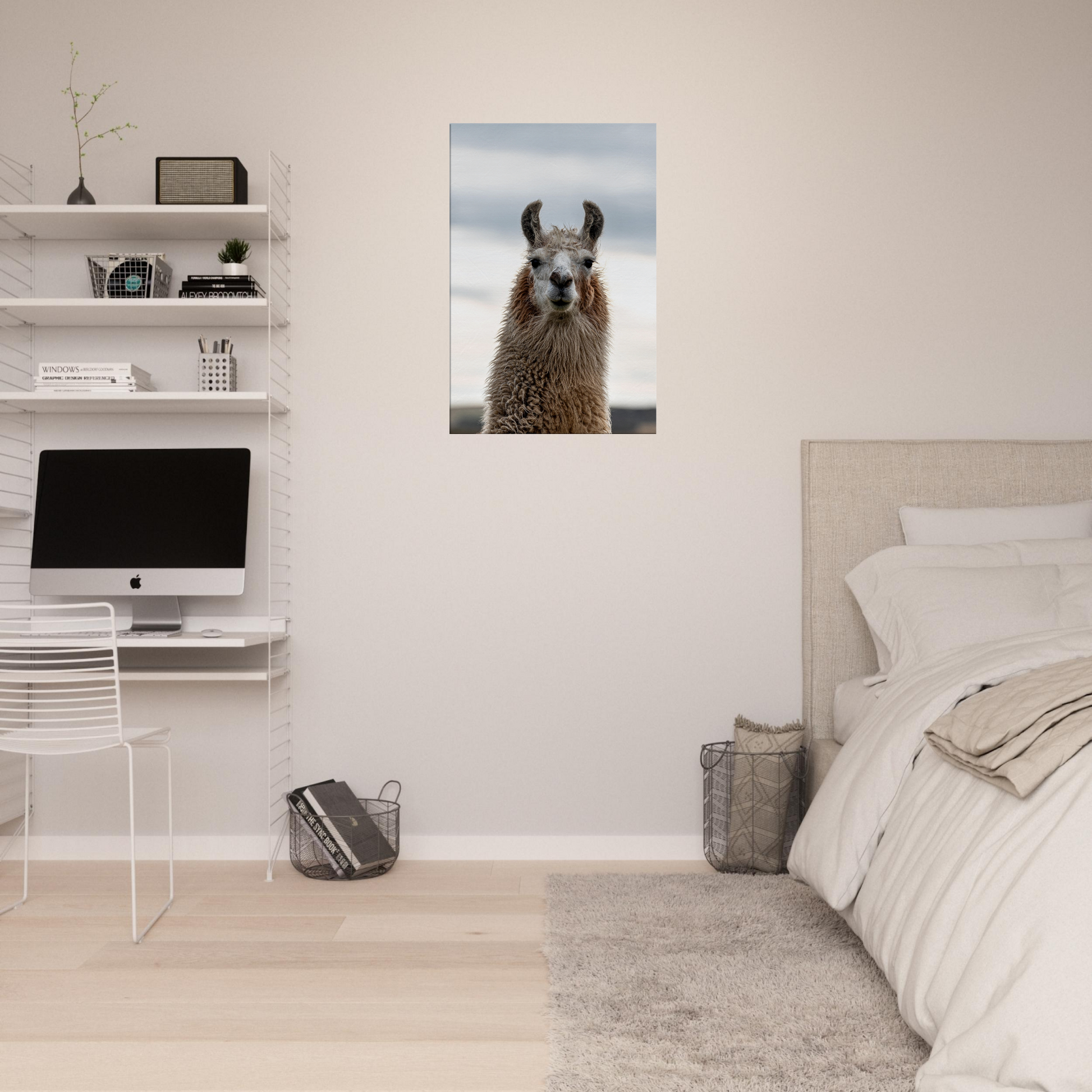 Llama Domestic Farm Animal Canvas Wall Art Photography, Nursery Print, Nursery Animal Wall Decor, Kids Room, Prints, Stretched canvas by Istvan Maar Photography mockup 15