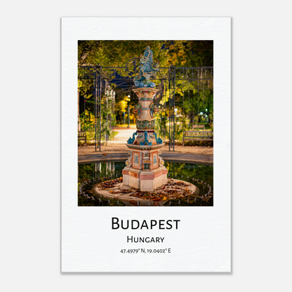 Personalised Budapest Travel Canvas - Zsolnay fountain by night by Istvan Maar Photography - close-up