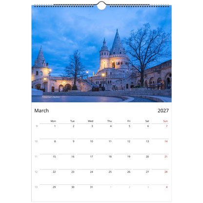 2027 Budapest Wall Calendar - lifestyle wall display in home interior