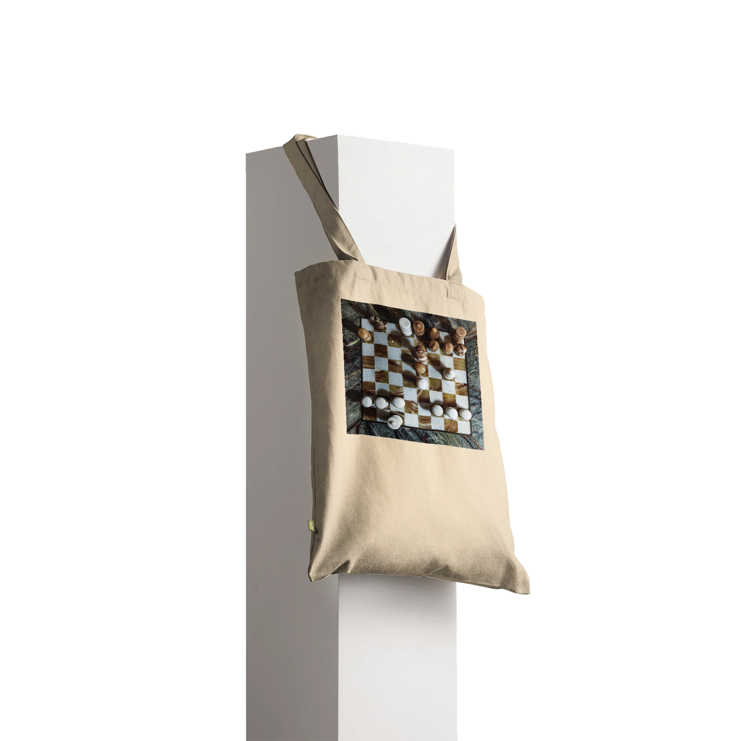 Carved from the Earth marble chess set tote bag — Premium Natural
