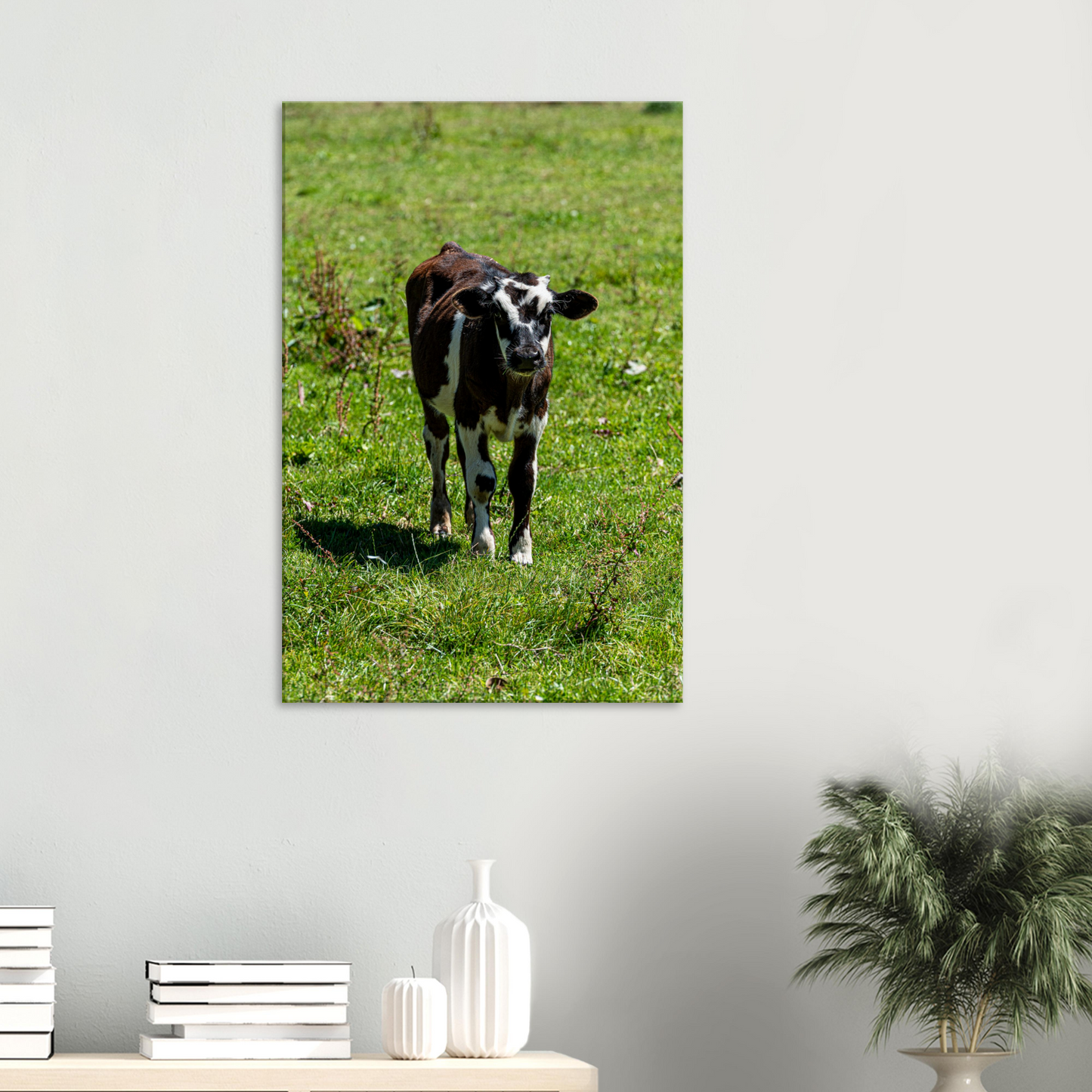 Cute calf Domestic Animal Canvas Wall Art Photography, Nursery Print, Nursery Animal Wall Decor, Kids Room, Prints, Stretched canvas by Istvan Maar Photography mockup 43