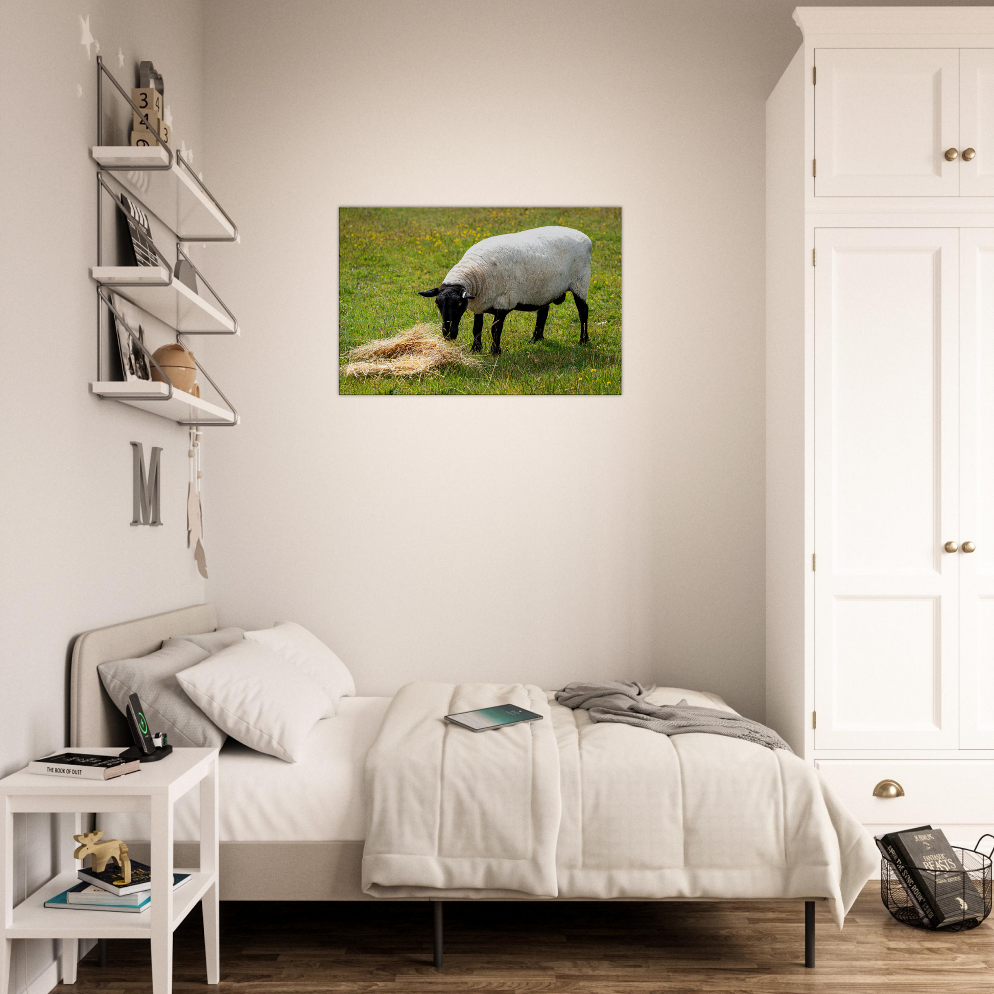 Sheep Domestic Animal Canvas Wall Art Photography, Nursery Print, Nursery Animal Wall Decor, Kids Room, Prints, Stretched canvas by Istvan Maar Photography 09