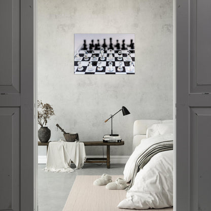 White Stretched Canvas Swarovski Crystal Chess by Istvan Maar Photography - bedroom