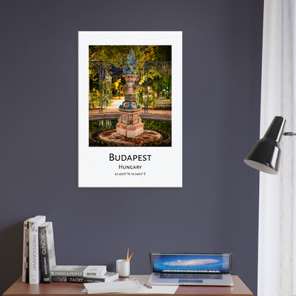 Personalised Budapest Travel Canvas - Zsolnay fountain by night by Istvan Maar Photography - home décor