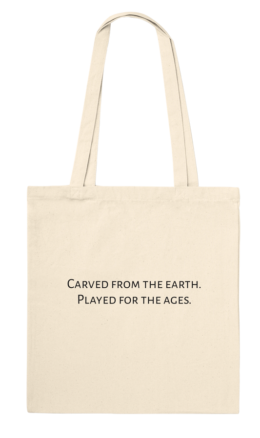 Carved from the Earth marble chess set tote bag — back view showing personalisation editor