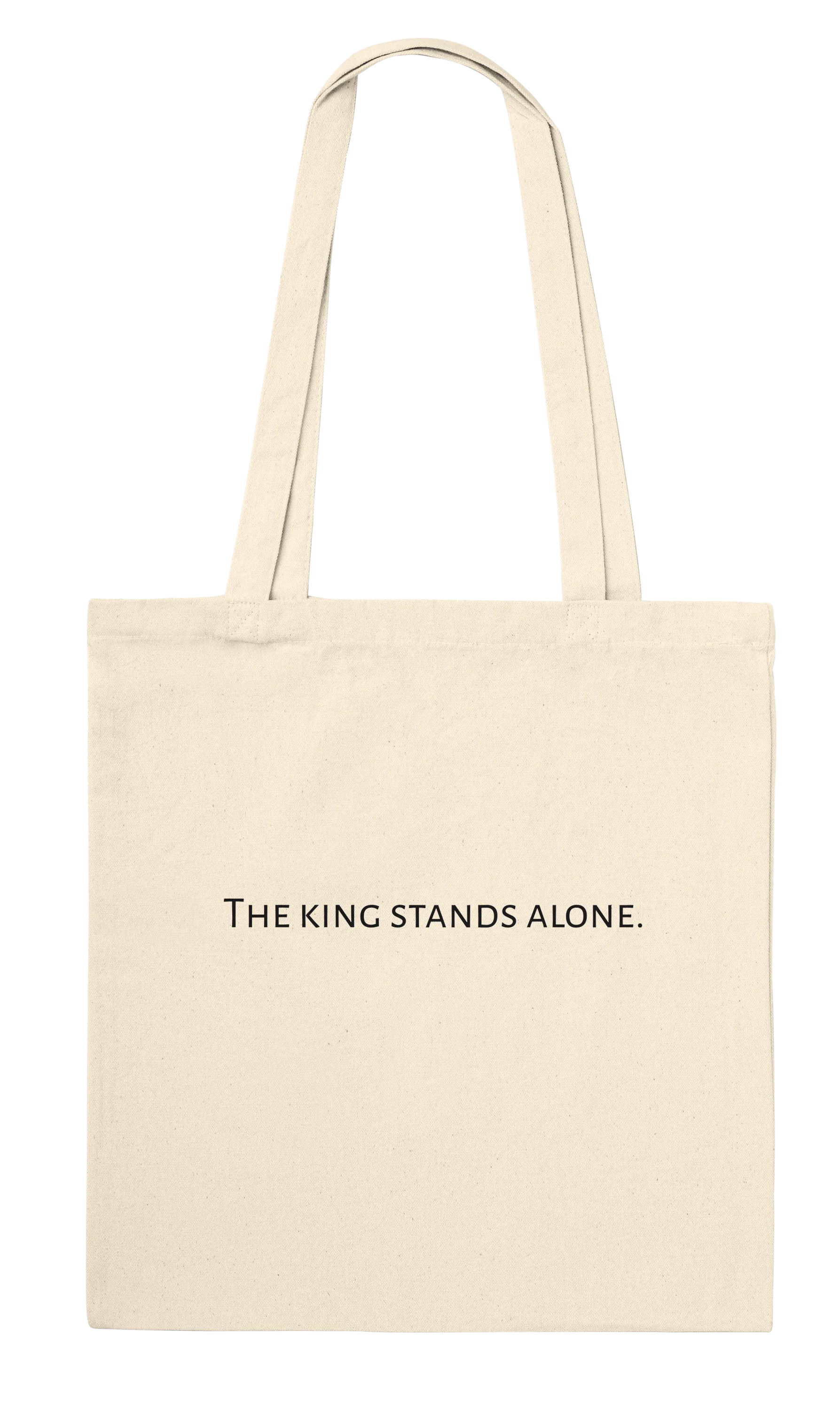 The King Stands Alone chess tote bag — back view showing personalisation editor