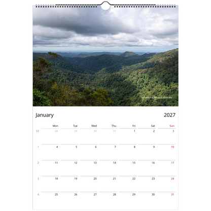 2027 Forests Wall Calendar - product packaging and spiral binding detail