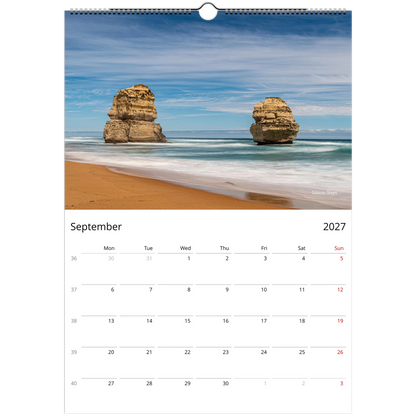Great Ocean Road Wall Calendar – open calendar view with ocean road detail