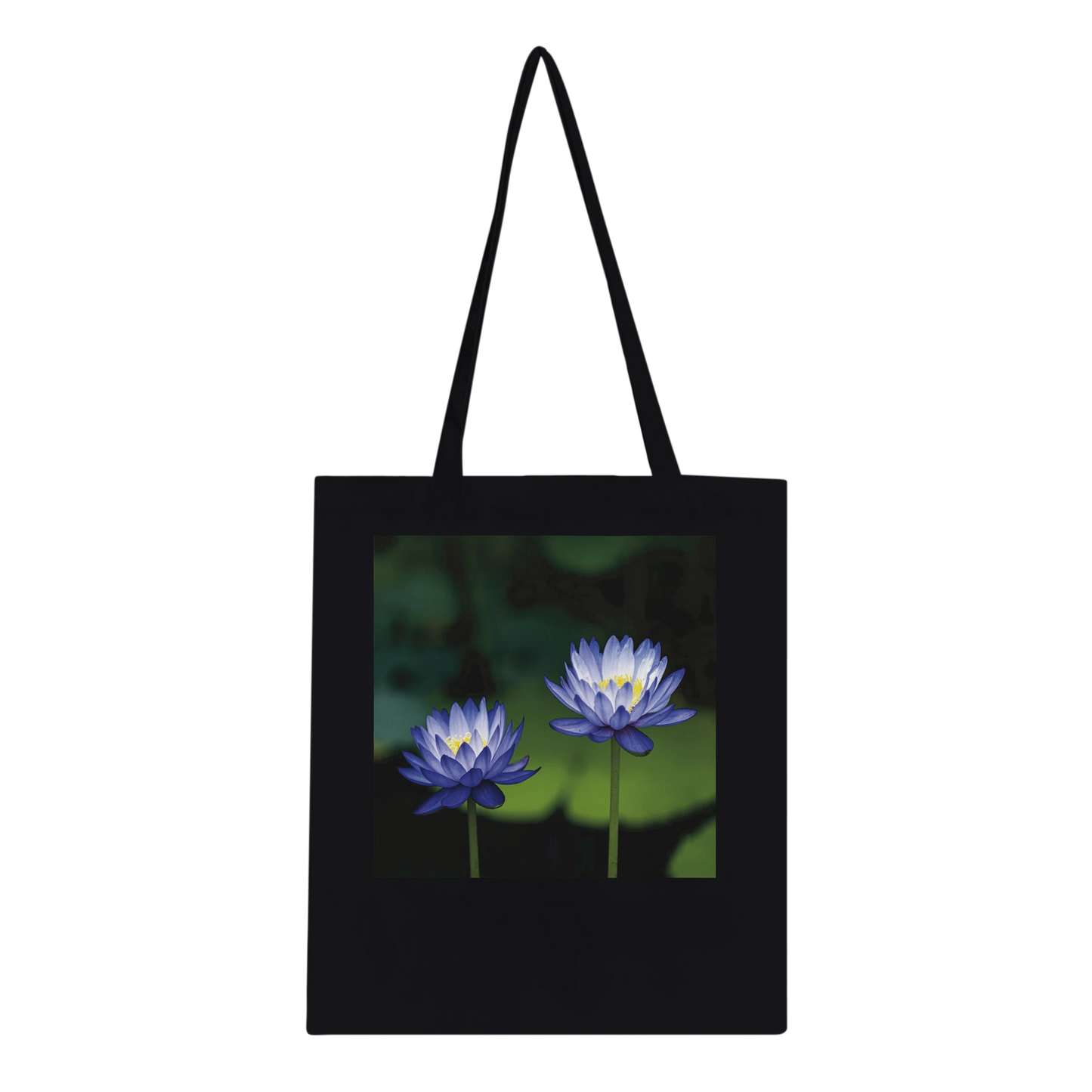 Water Lilies Tote Bag – Classic Black – Blue Lotus Fine Art Photography by Istvan Maar