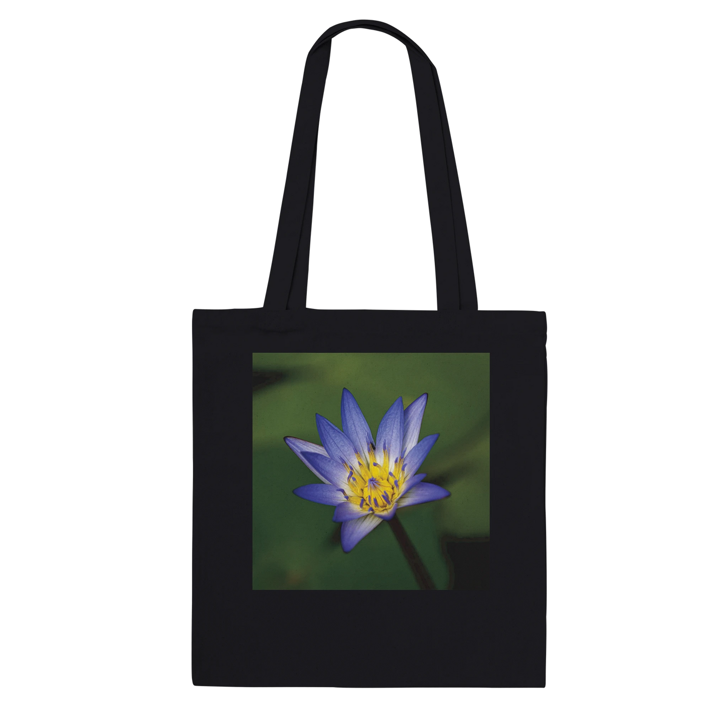 Water Lily Tote Bag – Classic Black – Blue Lotus Fine Art Photography by Istvan Maar