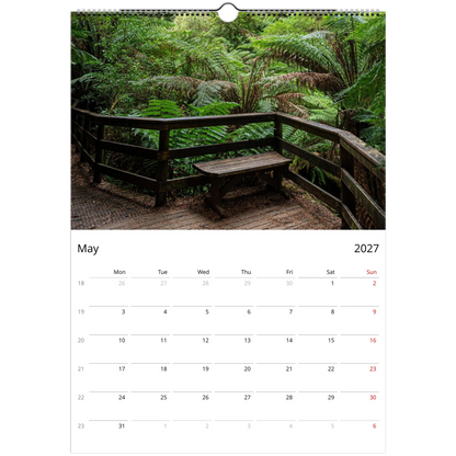 2027 Benches Wall Calendar - photography detail of benches in nature
