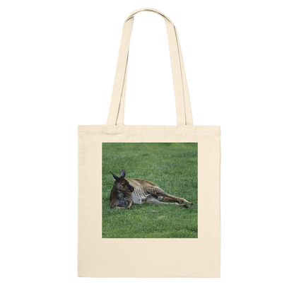 Lazy lounging kangaroo tote bag in canvas – personalised Australian wildlife gift by Istvan Maar Photography