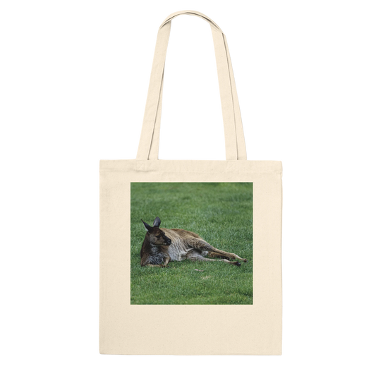 Lazy lounging kangaroo tote bag in canvas – personalised Australian wildlife gift by Istvan Maar Photography