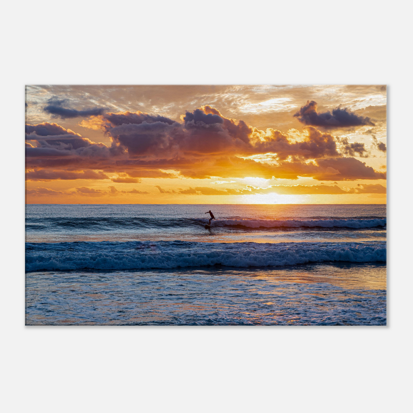 Sunrise Surfing Gold Coast Seascape Canvas by Istvan Maar Photography - close-up