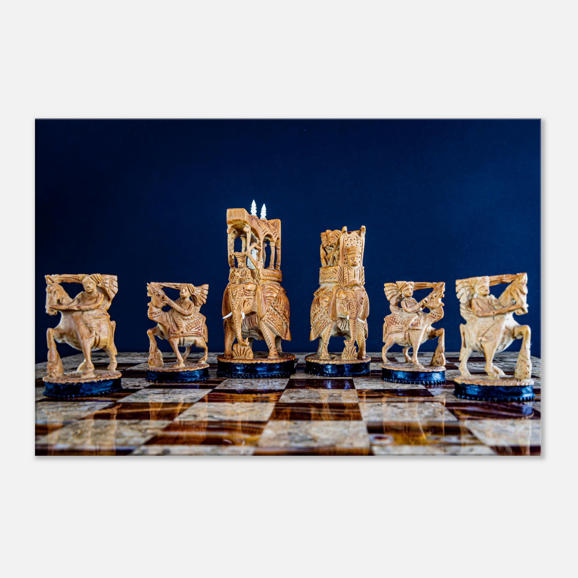 Sandalwood Rajasthan Style Chess Canvas by Istvan Maar Photography - close-up